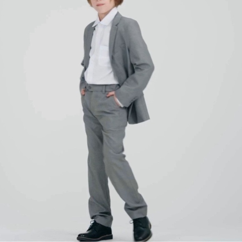 APPAMAN little boy 2 Piece classic jacket & pants Mod suit slim cut gray size 5‎